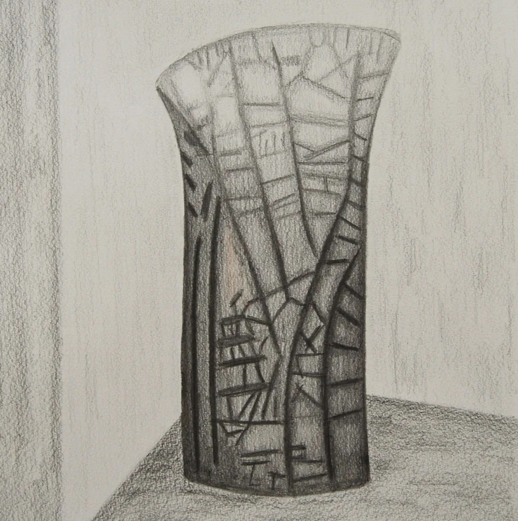 Étude au crayon d'un vase, réalisée par un élève des Ateliers de Léna